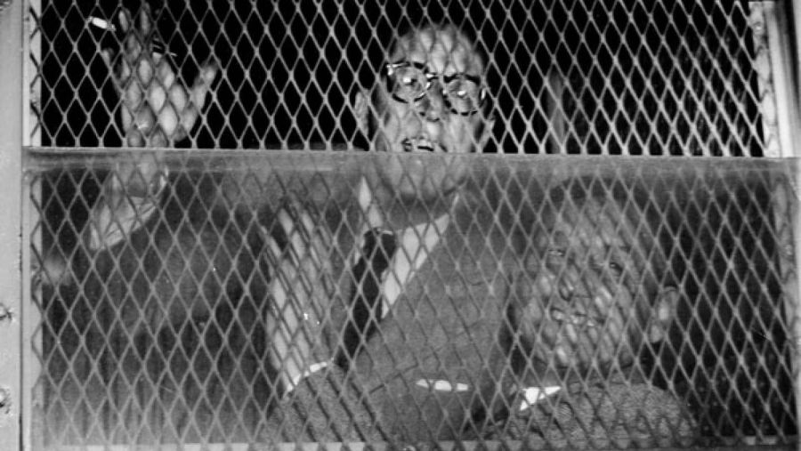 Den rigtige Dalton Trumbo bag tremmer. Dette billede indrammer fint den virkelighed, Trumbo måtte stå igennem, både fordi han rent faktisk var fængslet i flere år, men også fordi censuren, der blev lagt over ham, var som at stå bag tremmerne og kigge ud. // Foto: Modkraft