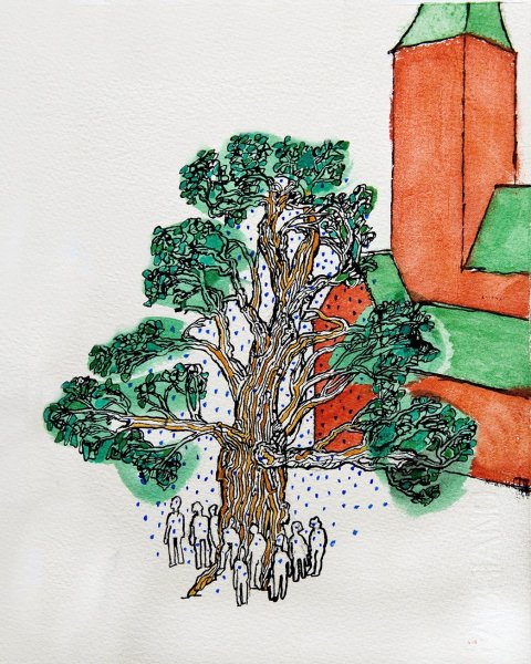 Foto: Stiften.dk // Deres illustration af Bronzetræet. Jeg forestiller mig ikke træet sådan. 